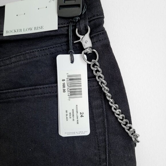 NWT WeWoreWhat Black Low Rise Rocker Metal Chain Cropped Skinny Jeans - Picture 10 of 15
